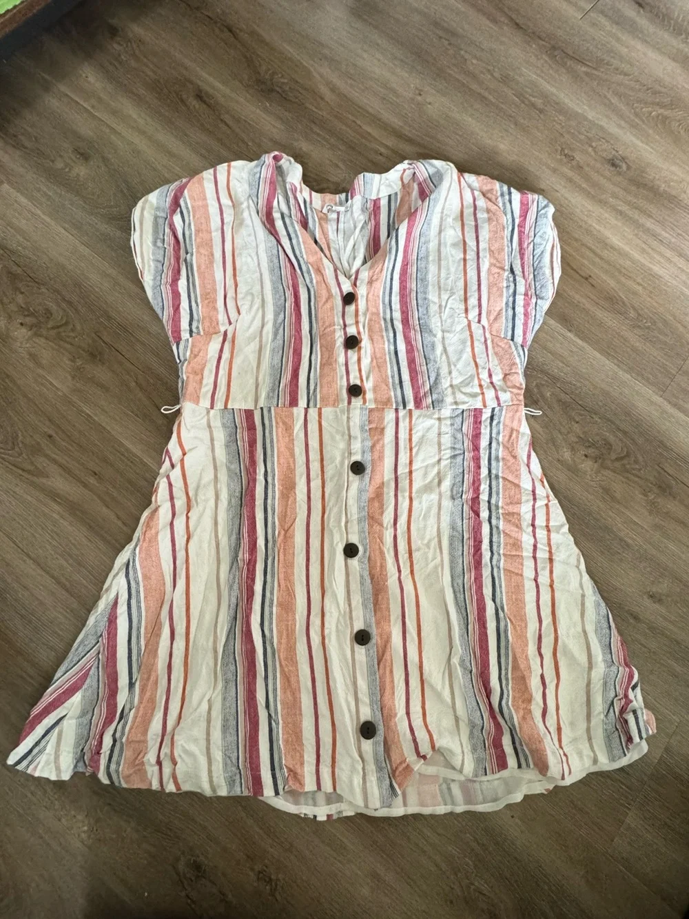 Womens XL Multicolor Striped Button-Front Dress